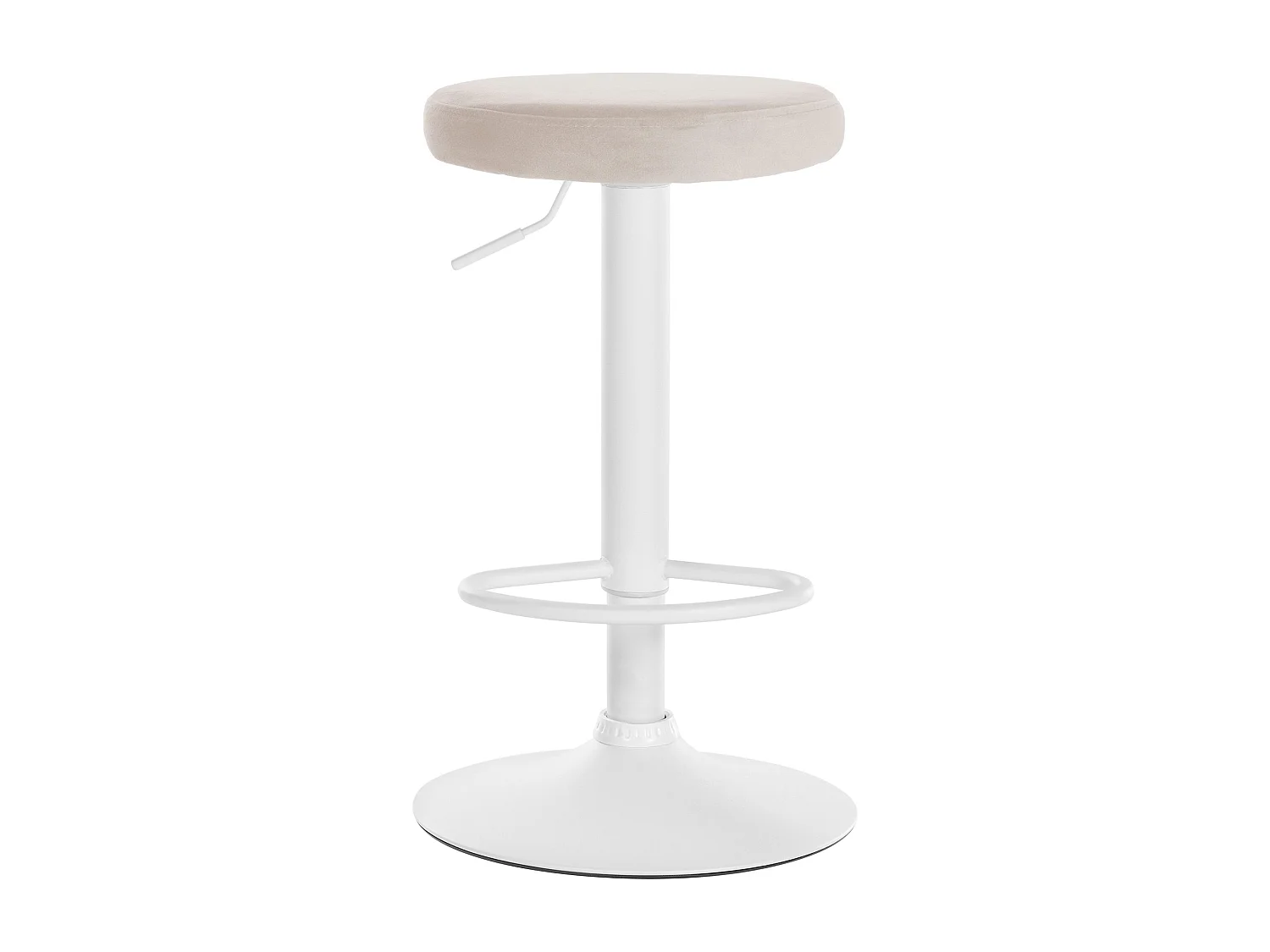 Lot de 2  Tabouret de bar - Velours & Métal blanc mat - Crème - Ponte