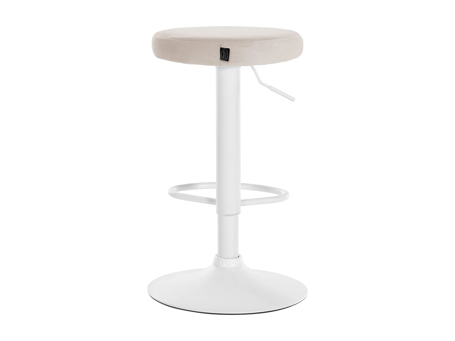Lot de 2  Tabouret de bar - Velours & Métal blanc mat - Crème - Ponte