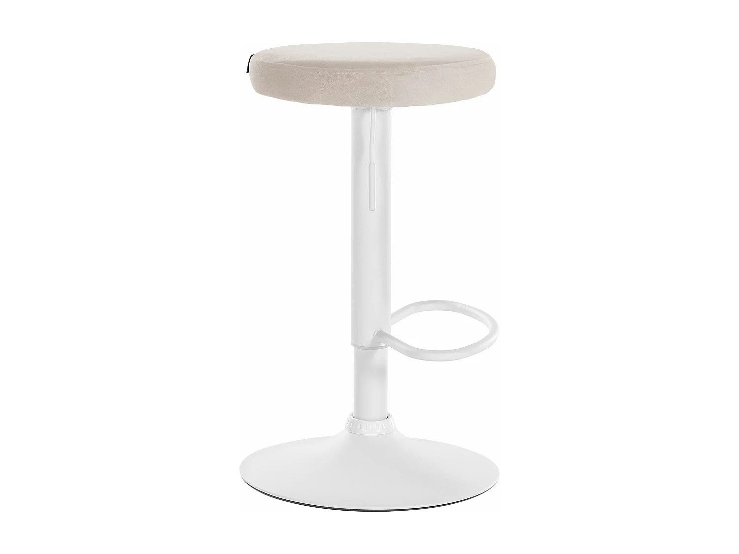 Lot de 2  Tabouret de bar - Velours & Métal blanc mat - Crème - Ponte