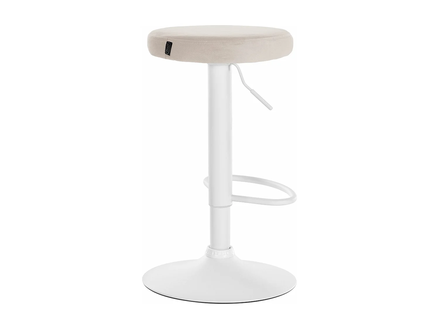 Lot de 2  Tabouret de bar - Velours & Métal blanc mat - Crème - Ponte