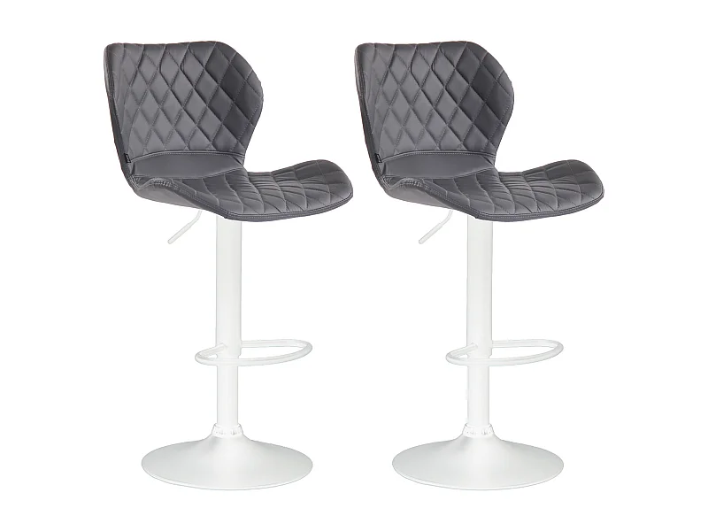 Lot de 2  Tabouret de bar - Similicuir & Métal - Gris - Cork