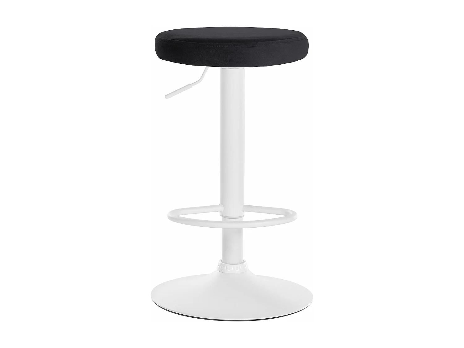 Lot de 2  Tabouret de bar - Velours & Métal blanc mat - Noir - Ponte