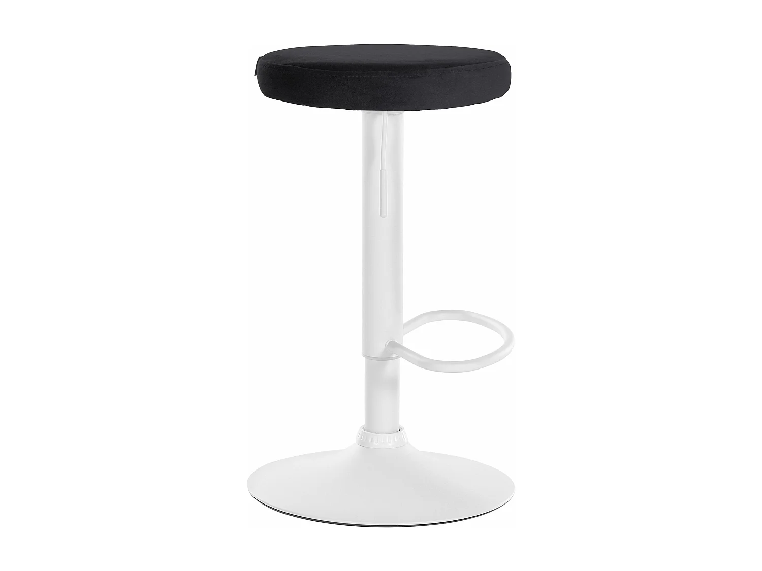 Lot de 2  Tabouret de bar - Velours & Métal blanc mat - Noir - Ponte