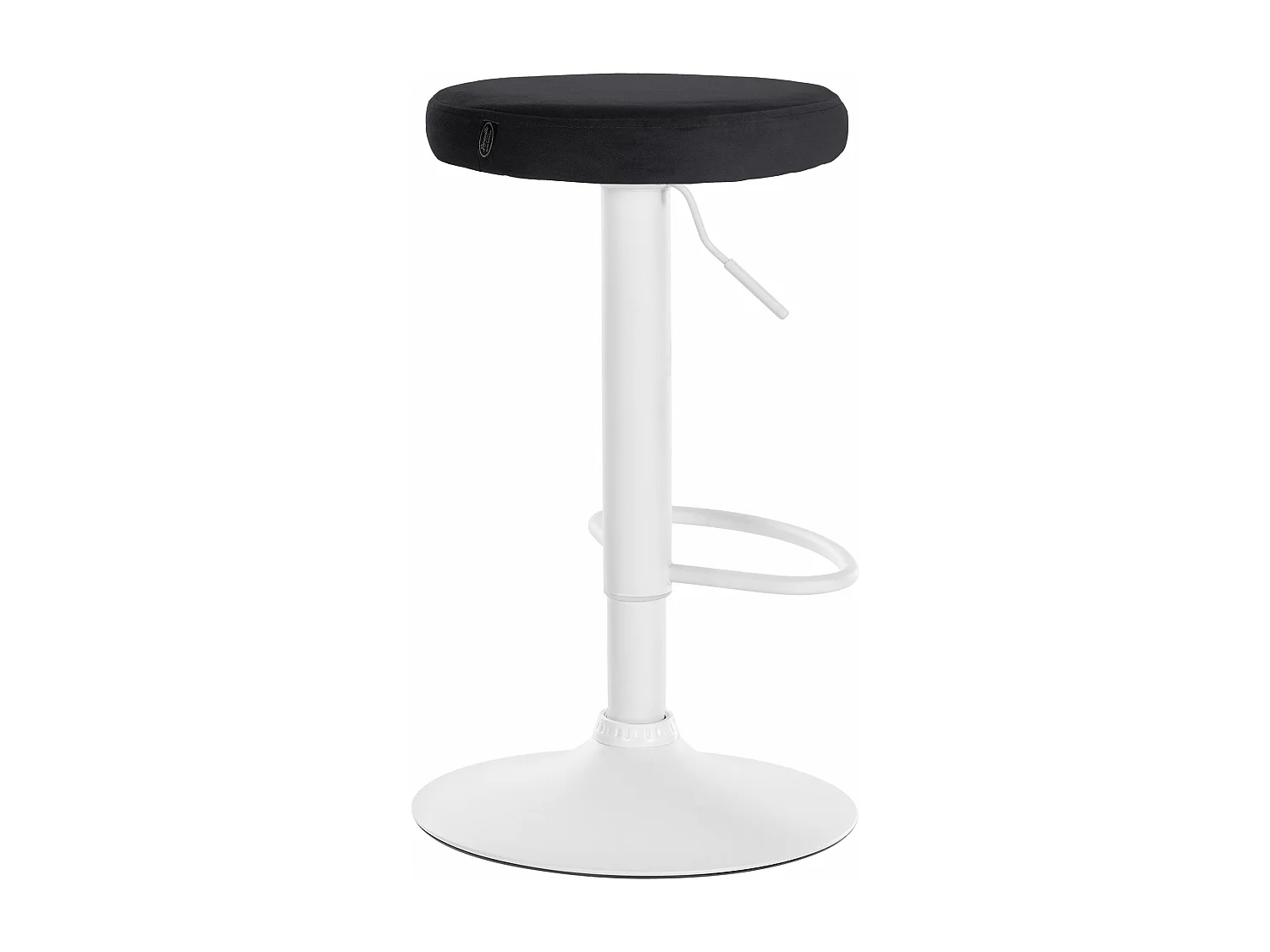 Lot de 2  Tabouret de bar - Velours & Métal blanc mat - Noir - Ponte