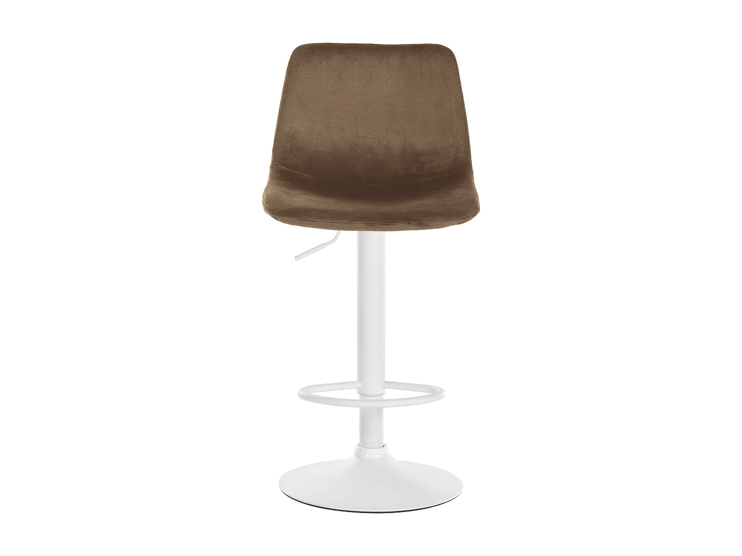 Lot de 2  Tabouret de bar - Velours & Métal blanc mat - Marron - Divo