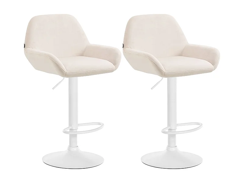 Lot de 2  Tabouret de bar - Velours - Crème - Braga