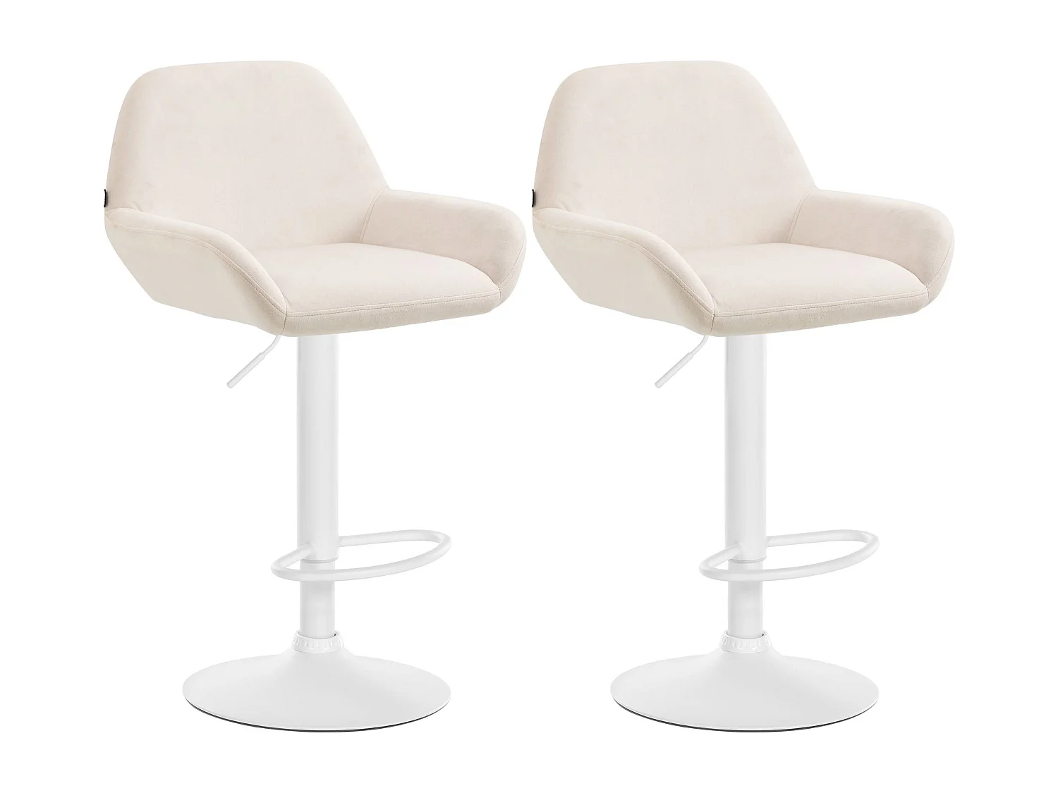 Lot de 2  Tabouret de bar - Velours - Crème - Braga