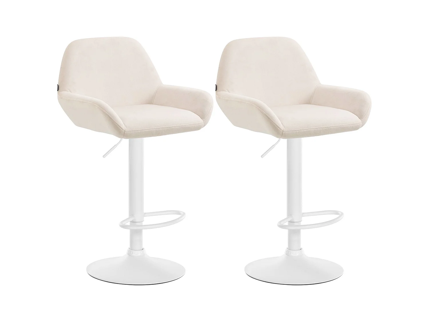 Lot de 2  Tabouret de bar - Velours - Crème - Braga