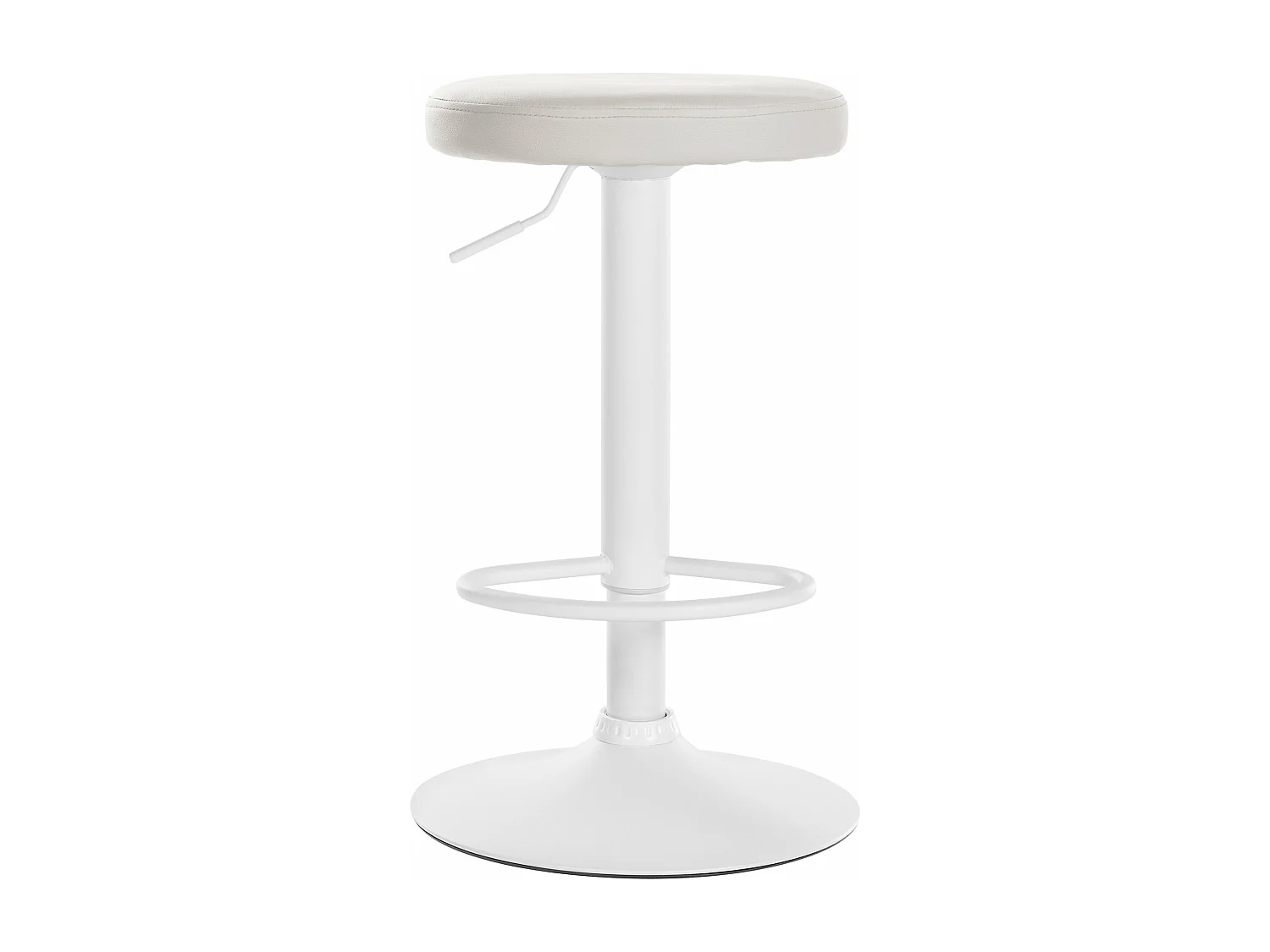 Lot de 2  Tabouret de bar - Similicuir & Métal blanc mat - Blanc - Ponte