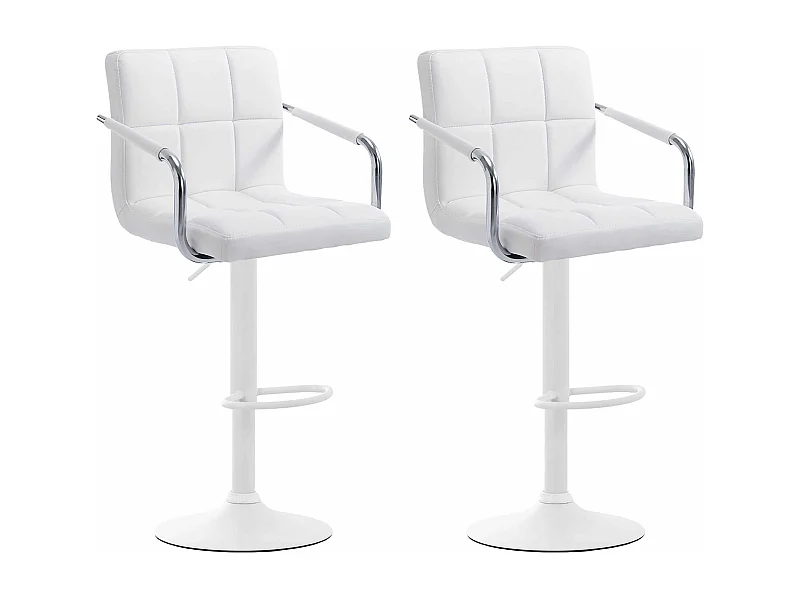 Lot de 2  Tabouret de bar - Similicuir & Métal - Blanc - Lucy V2