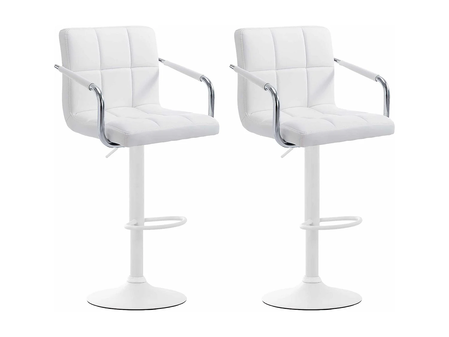 Lot de 2  Tabouret de bar - Similicuir & Métal - Blanc - Lucy V2