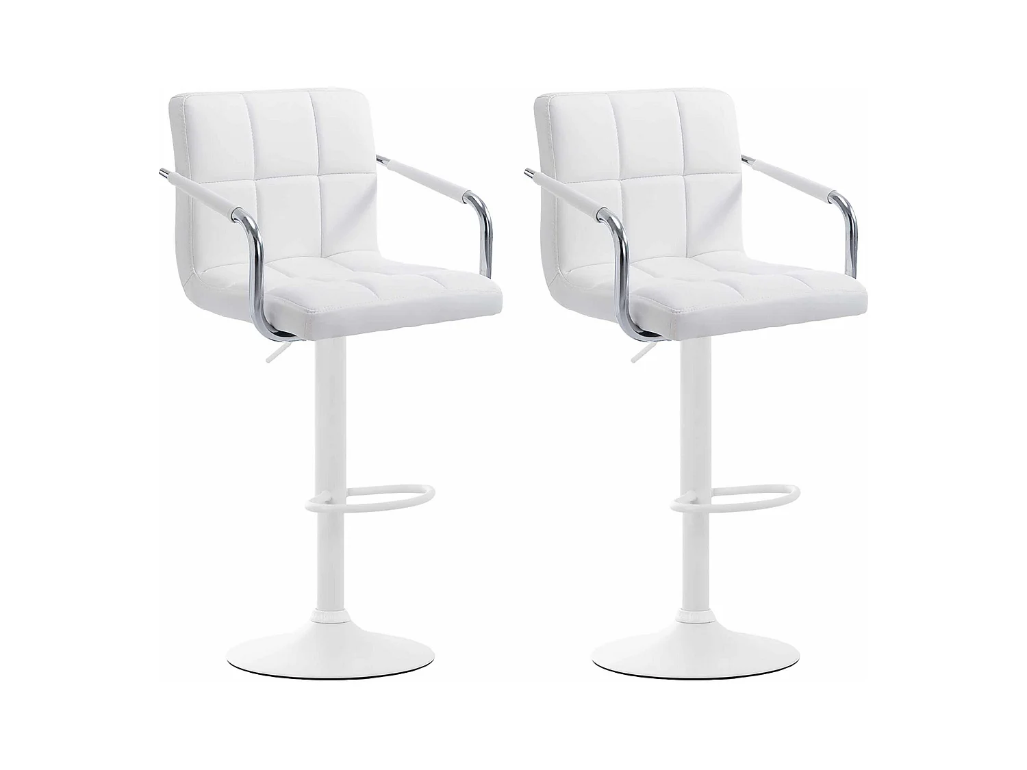 Lot de 2  Tabouret de bar - Similicuir & Métal - Blanc - Lucy V2