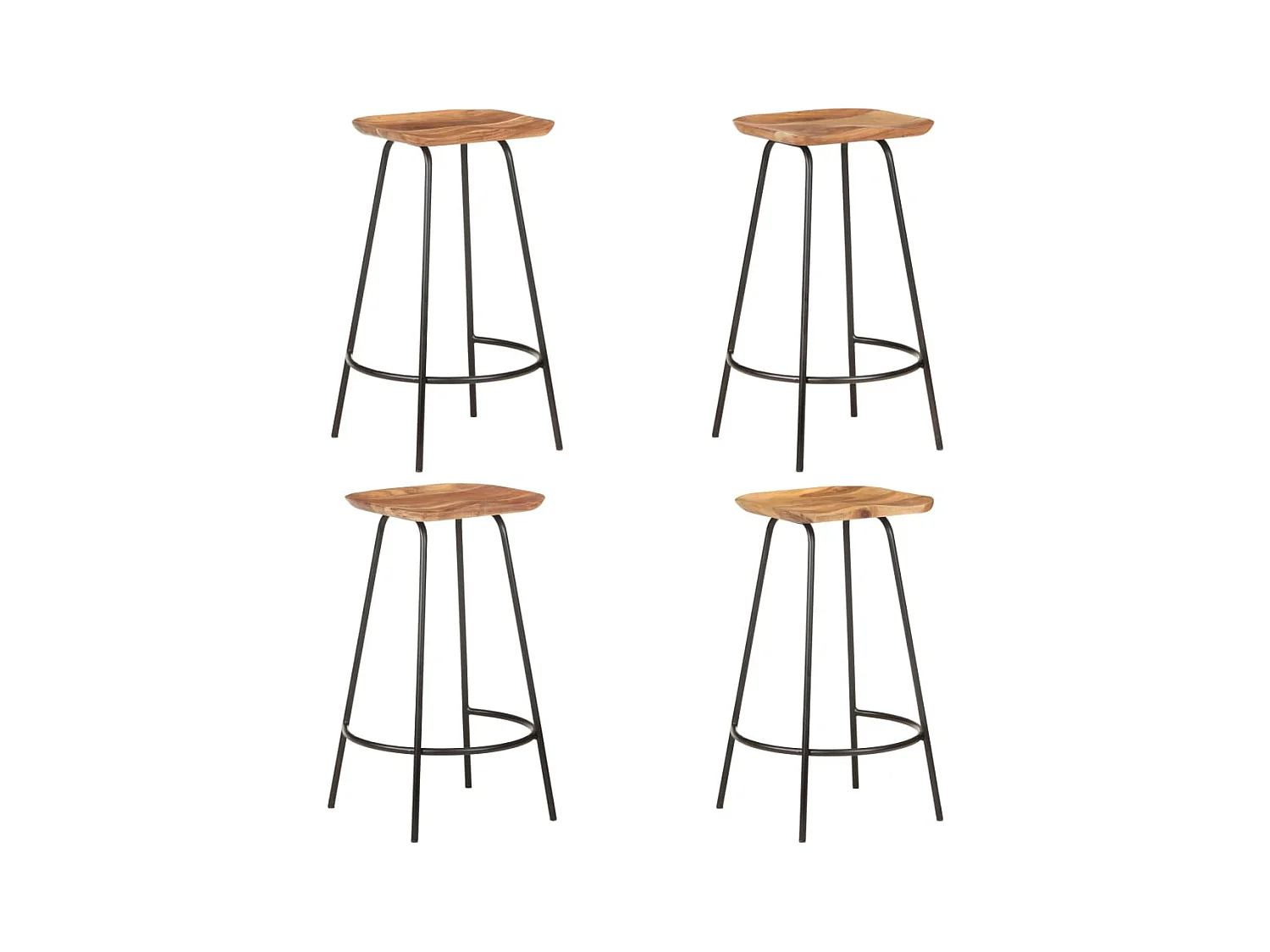 Tabourets de bar lot de 4 bois d'acacia solide