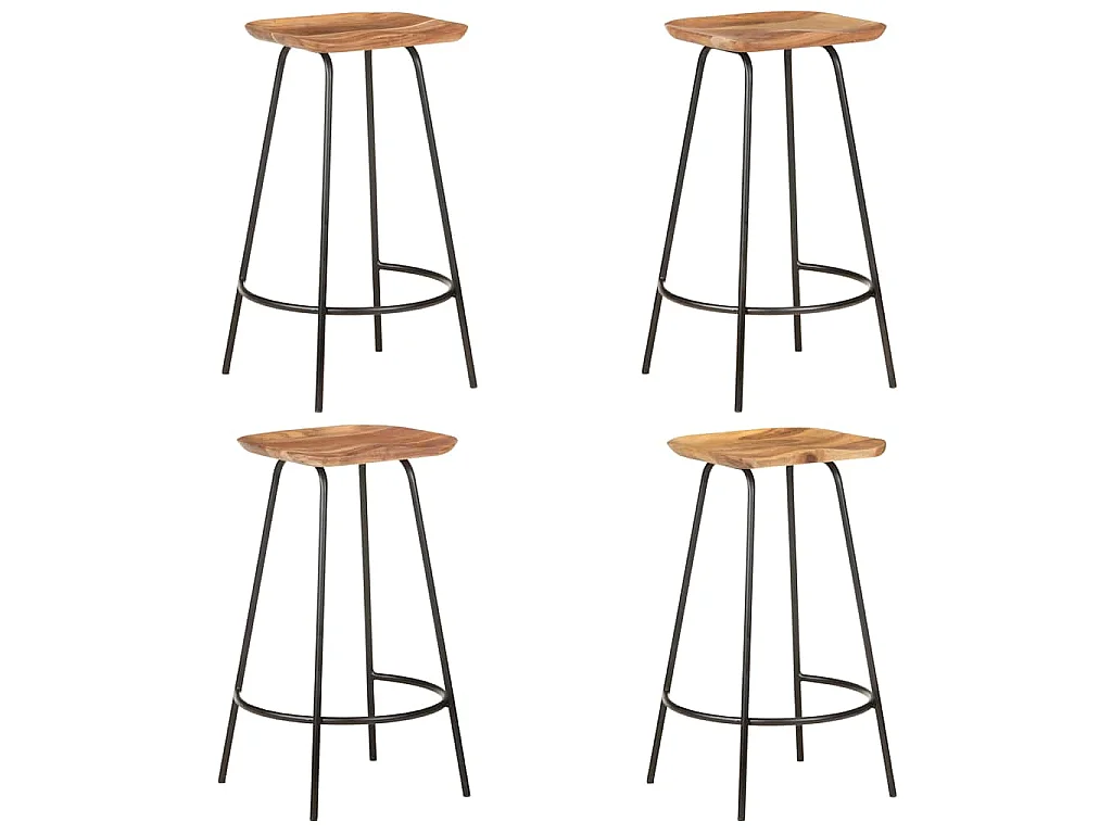 Tabourets de bar lot de 4 bois d'acacia solide