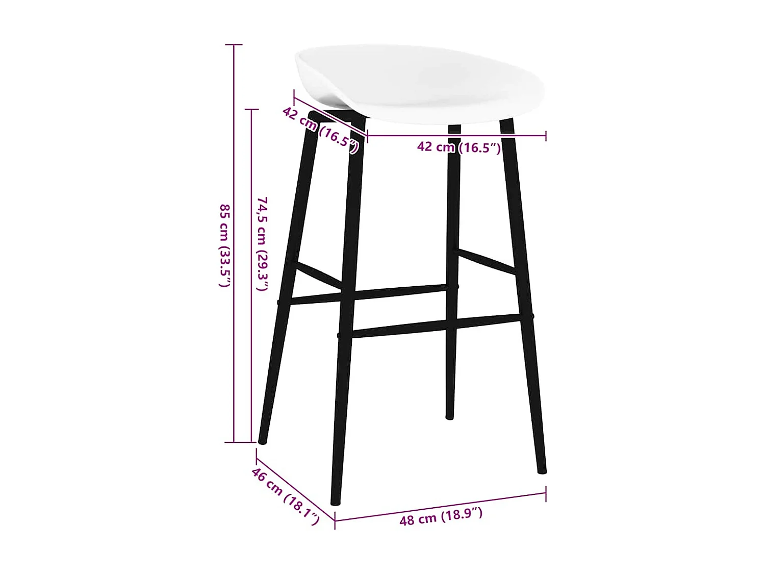 Chaises de bar lot de 4 blanc