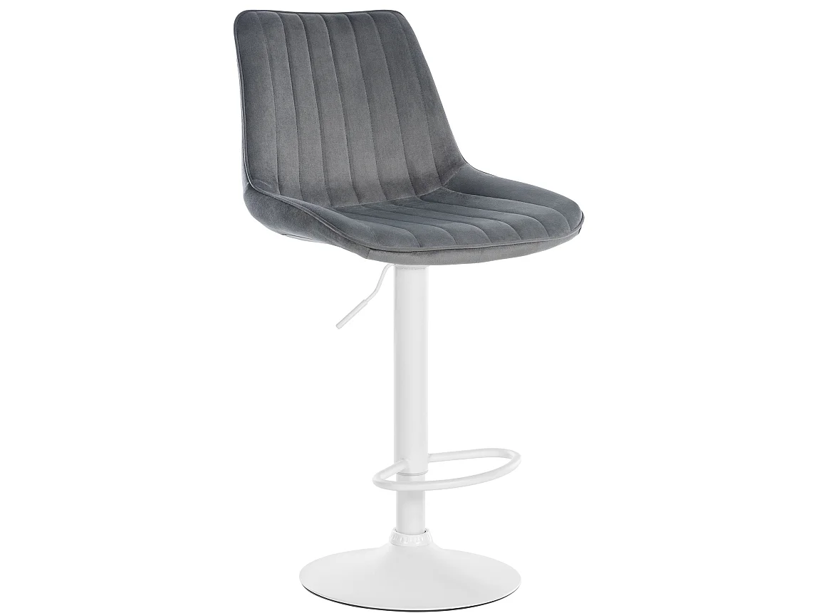Tabouret de bar - Velours & Blanc - Gris foncé - Toni