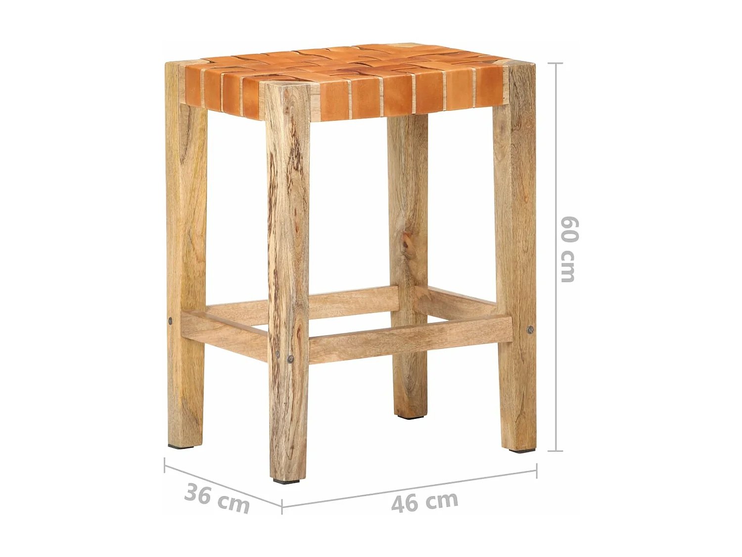 Barhocker 2 Stk. Braun Echtleder 60 cm