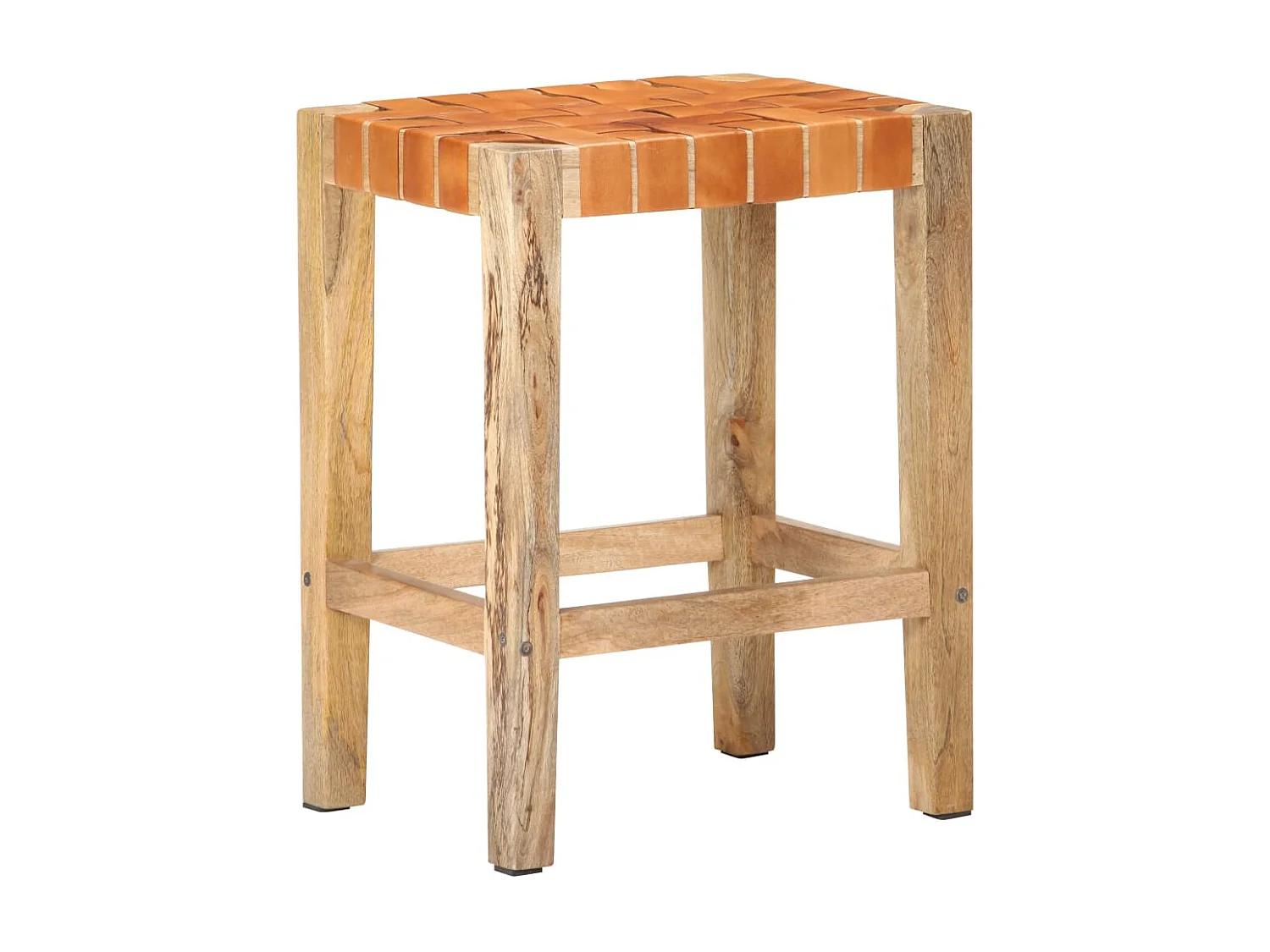 Barkrukken 2 st 60 cm echt leer bruin