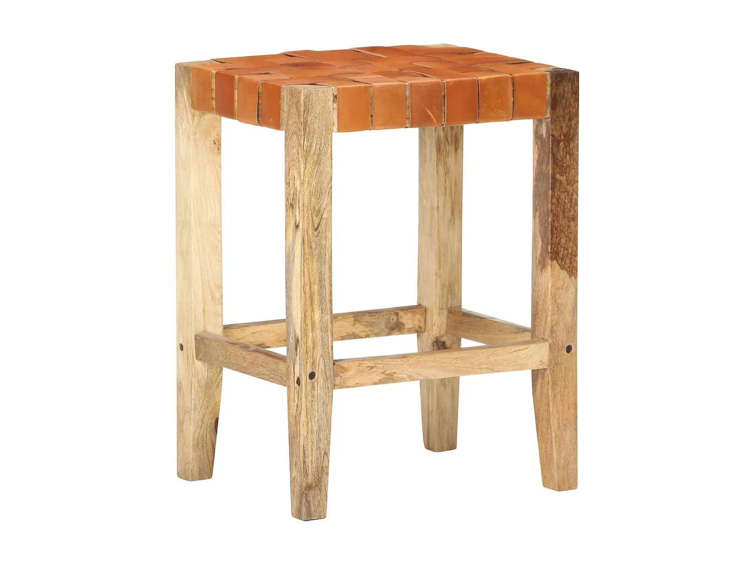 Barkrukken 2 st 60 cm echt leer bruin