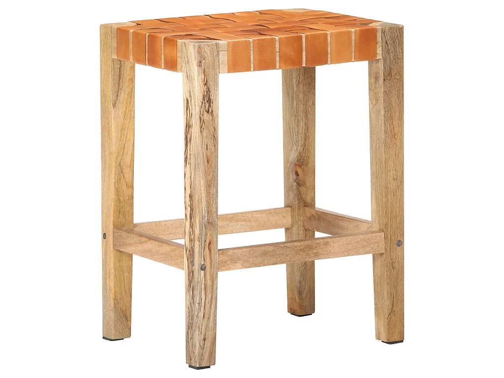 Barkrukken 2 st 60 cm echt leer bruin