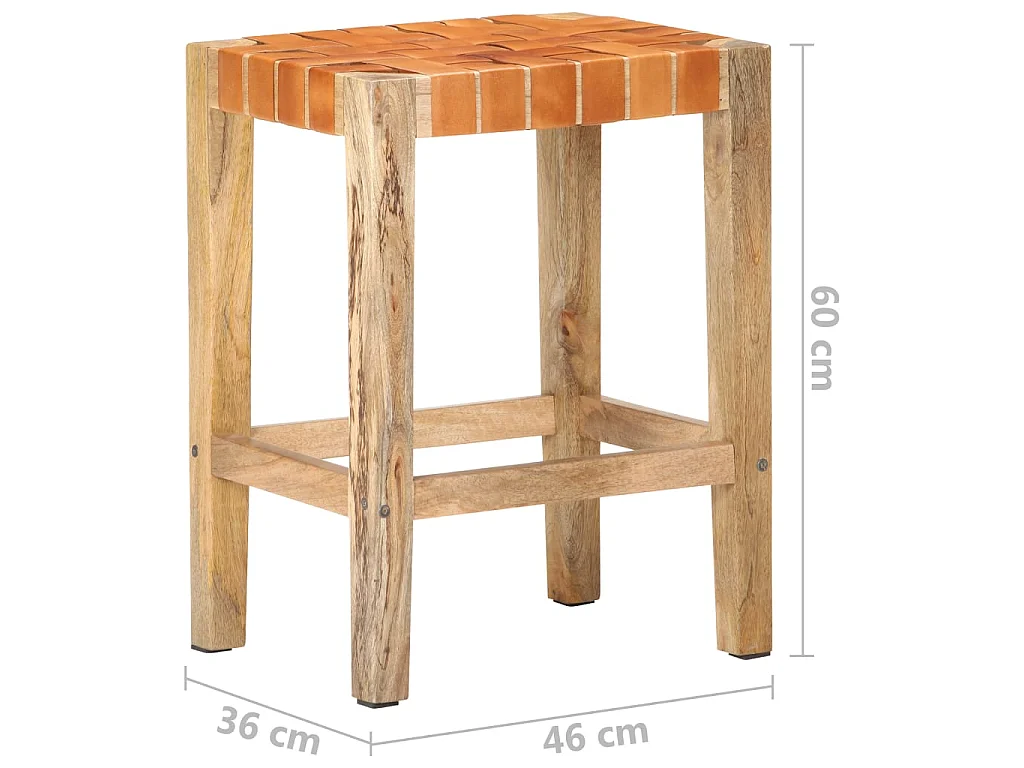 Barkrukken 2 st 60 cm echt leer bruin