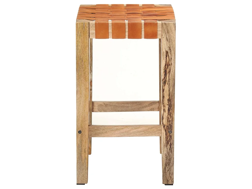 Barkrukken 2 st 60 cm echt leer bruin