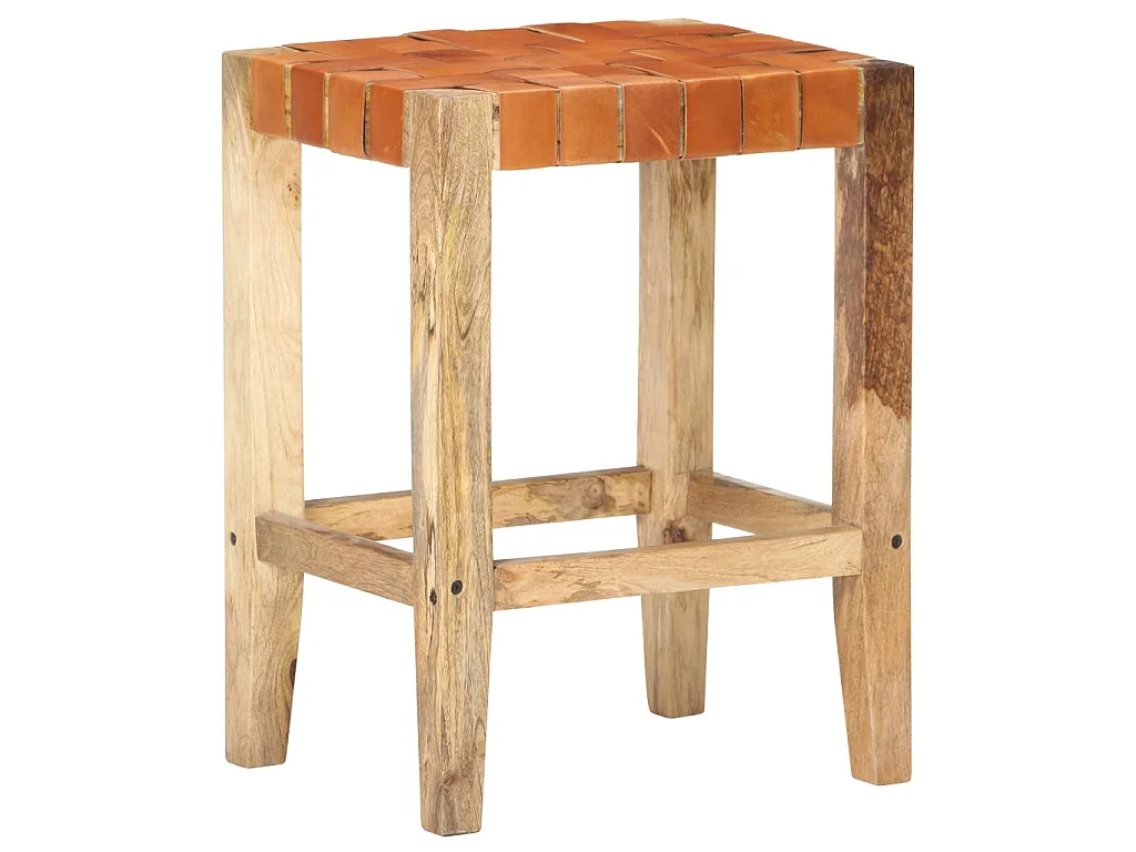 Barkrukken 2 st 60 cm echt leer bruin
