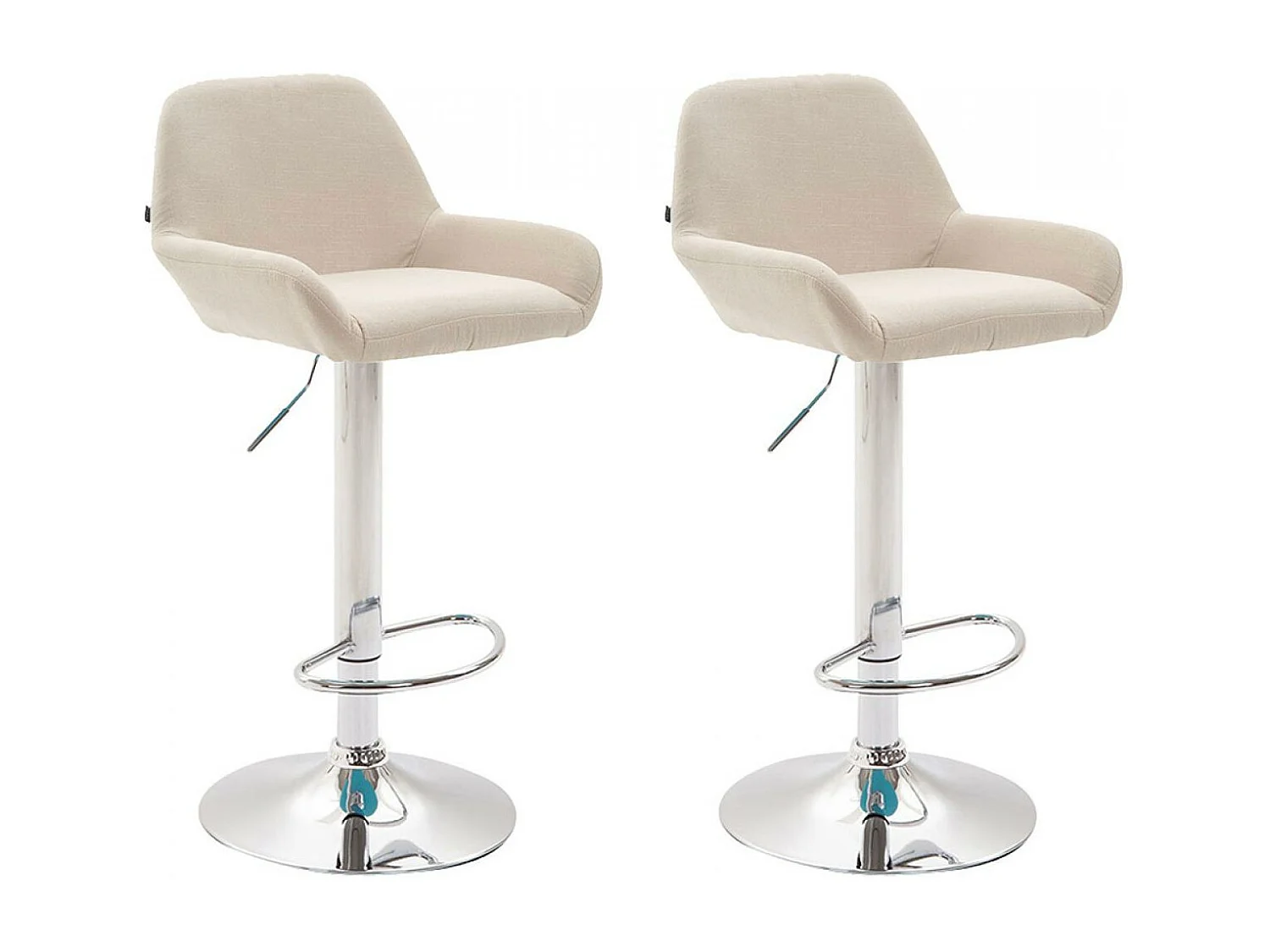 Set van 2  Barkruk - Stof & Metaal in chroomoptiek - creme - Braga