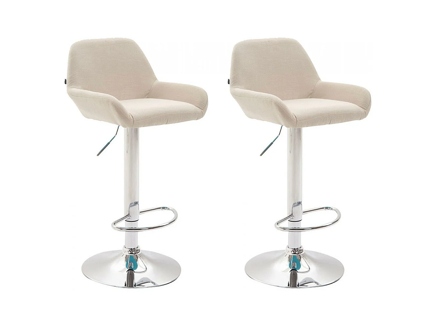 Lot de 2  Tabouret de bar - Tissu & Métal chromé - Crème - Braga