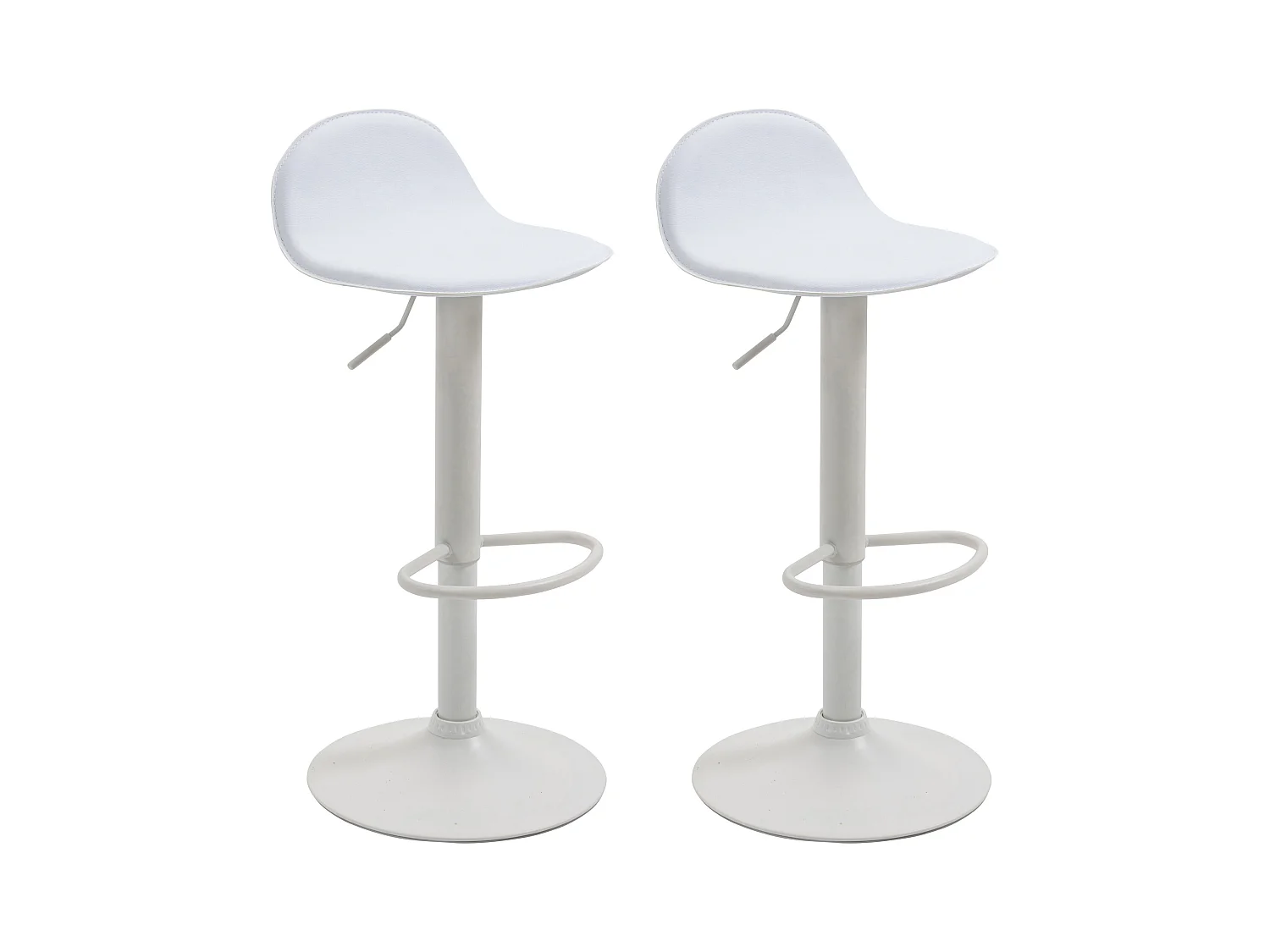 Lot de 2  Tabouret de bar - Similicuir & Métal - Blanc - Lana V2