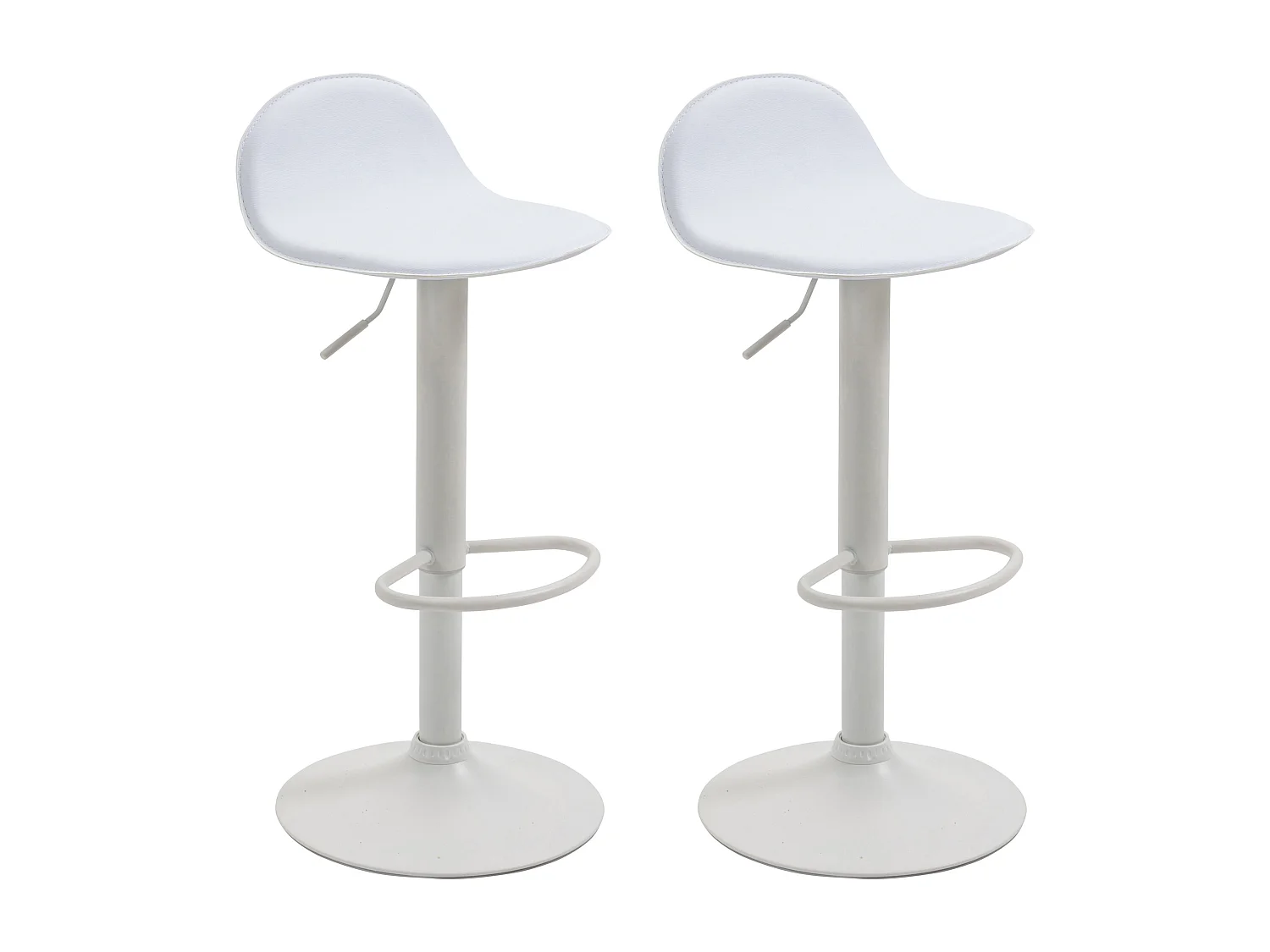 Lot de 2  Tabouret de bar - Similicuir & Métal - Blanc - Lana V2