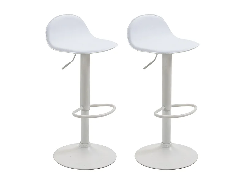 Lot de 2  Tabouret de bar - Similicuir & Métal - Blanc - Lana V2