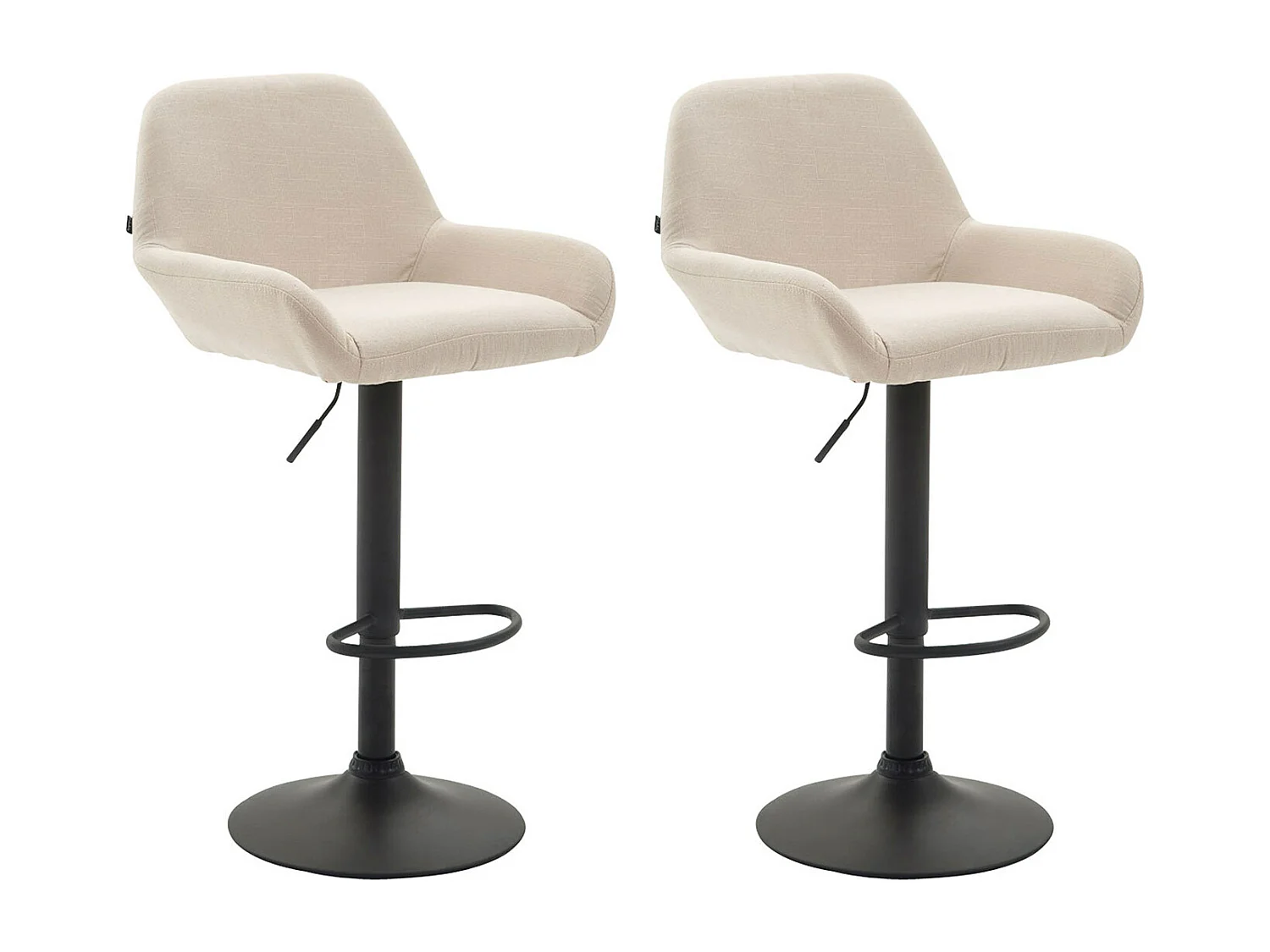 Set van 2  Barkruk - Stof & zwart - creme - Braga