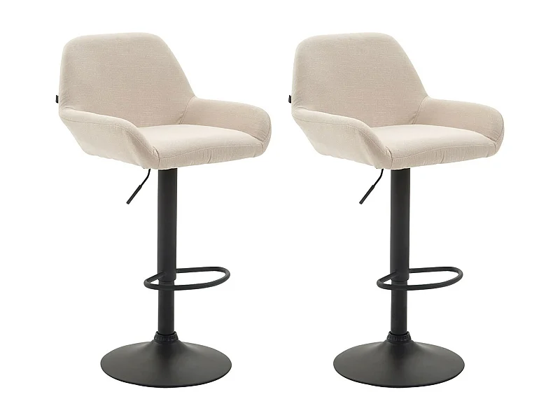 2er Set Barhocker - Stoff & schwarz - creme - Braga