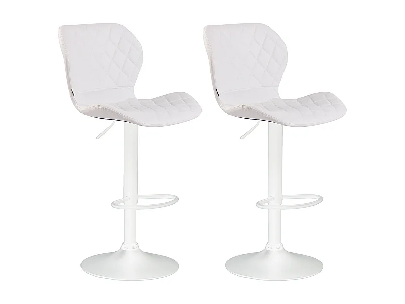 2er Set Barhocker - Kunstleder & Metall - weiß - Cork