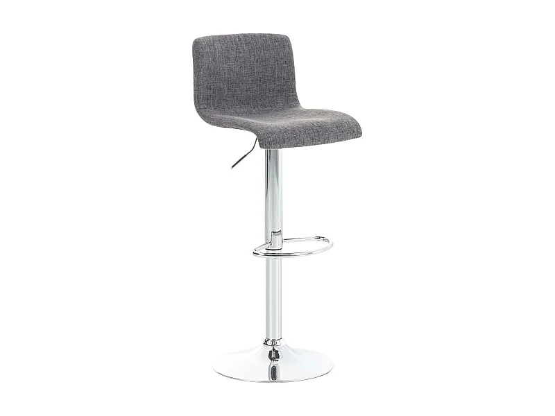 Tabouret de bar - Tissu & Métal chromé - Gris clair - Hover