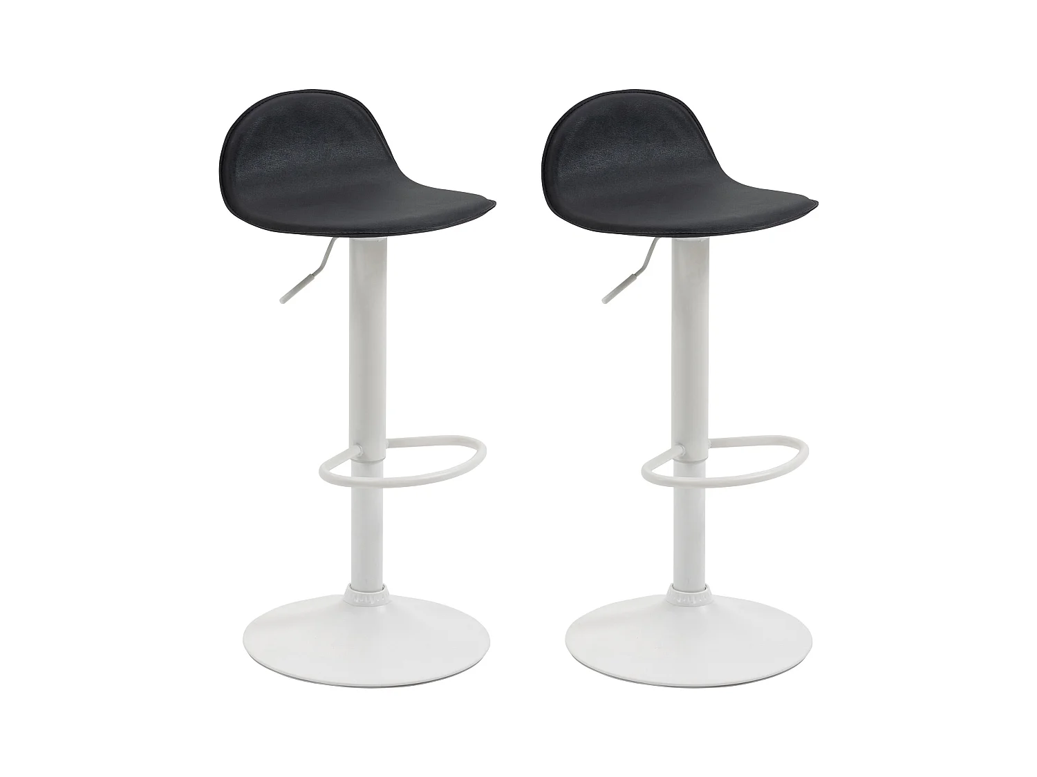 Lot de 2  Tabouret de bar - Similicuir & Métal - Noir - Lana V2