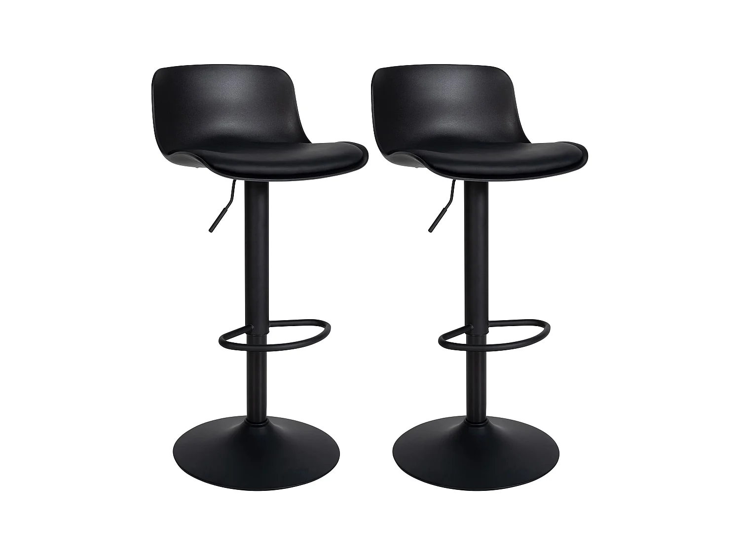 Lot de 2  Tabouret de bar - Similicuir - Noir - Almada