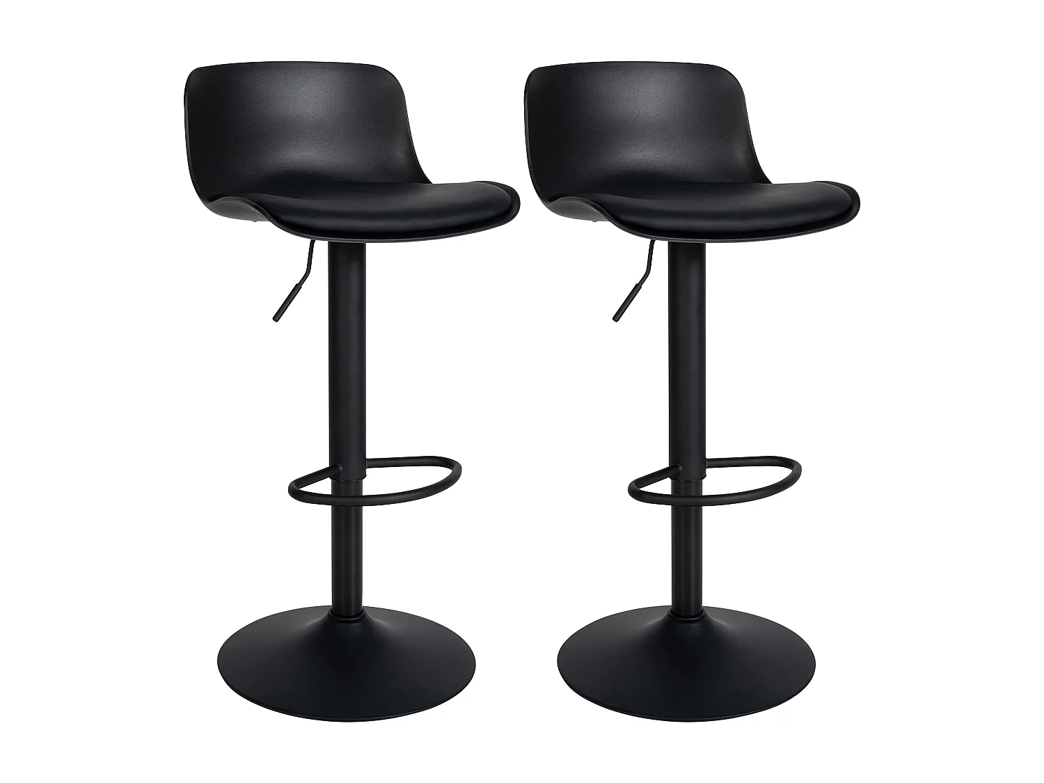 Lot de 2  Tabouret de bar - Similicuir - Noir - Almada