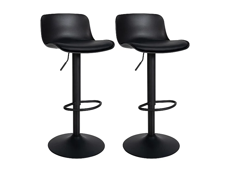 Lot de 2  Tabouret de bar - Similicuir - Noir - Almada