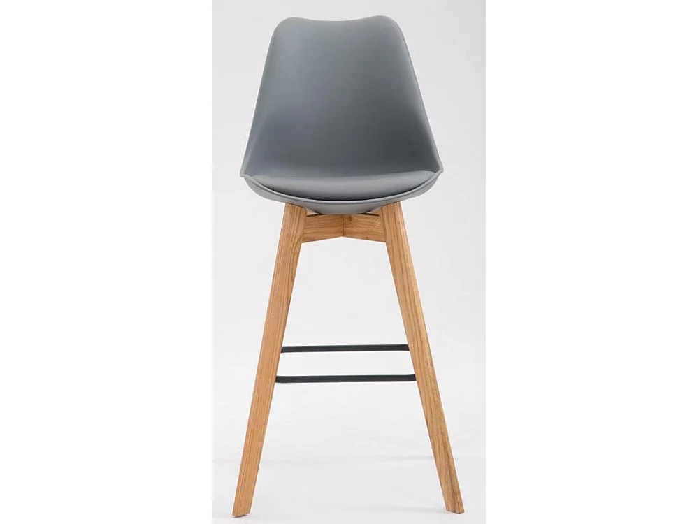 Lot de 2  Tabouret de bar - Plastique & Bois - Gris - Metz