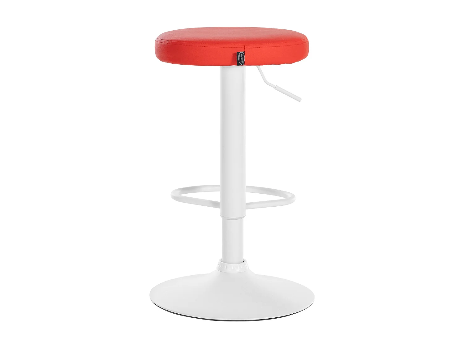 Lot de 2  Tabouret de bar - Similicuir & Métal blanc mat - Rouge - Ponte