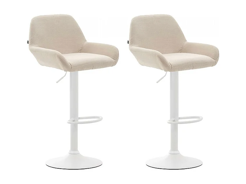 2er Set Barhocker - Stoff & Metall in Chromoptik - creme - Braga