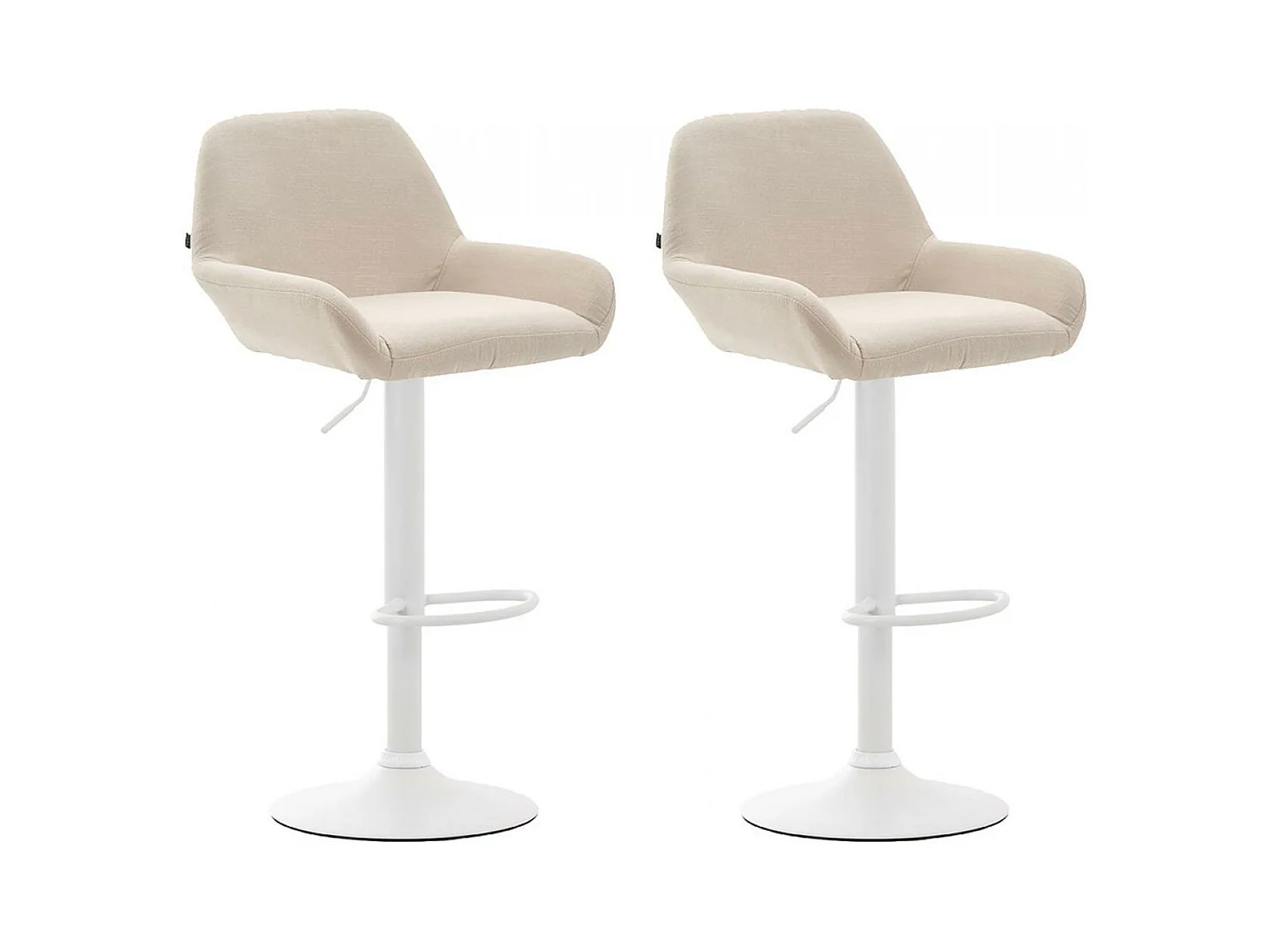 Lot de 2  Tabouret de bar - Tissu & Métal chromé - Crème - Braga