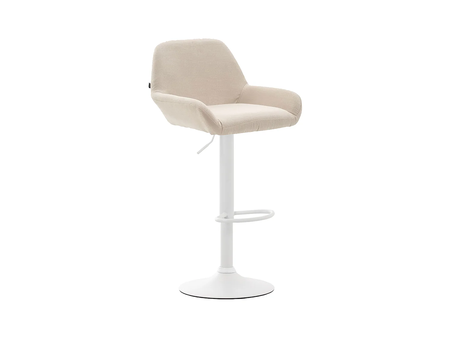 Lot de 2  Tabouret de bar - Tissu & Métal chromé - Crème - Braga