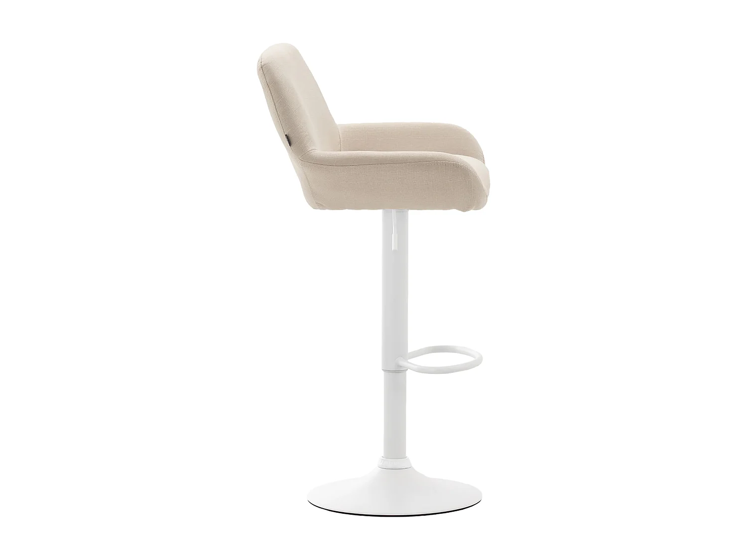 Lot de 2  Tabouret de bar - Tissu & Métal chromé - Crème - Braga