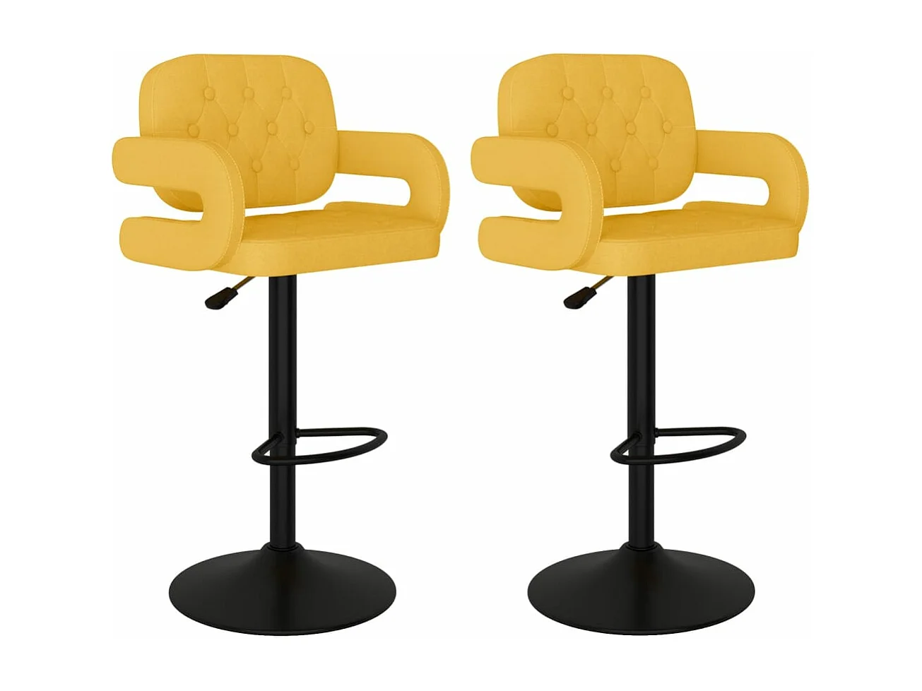 Tabourets de bar lot de 2 jaune moutarde tissu