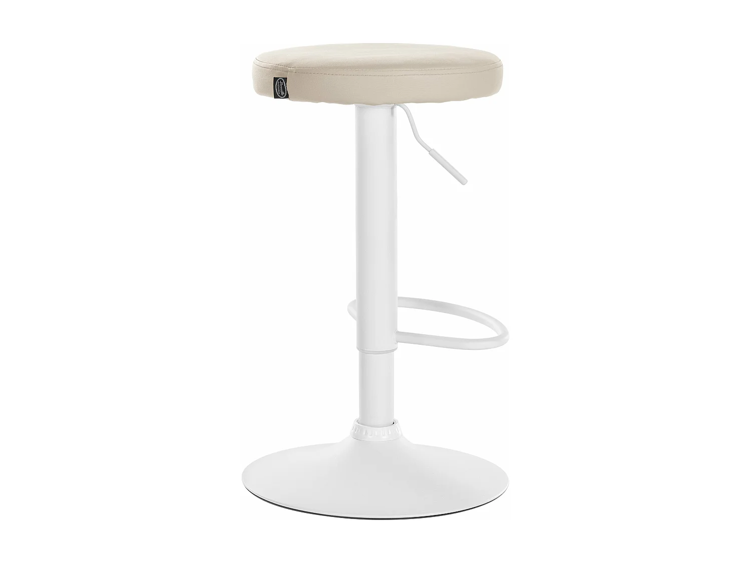 Lot de 2  Tabouret de bar - Similicuir & Métal blanc mat - Crème - Ponte