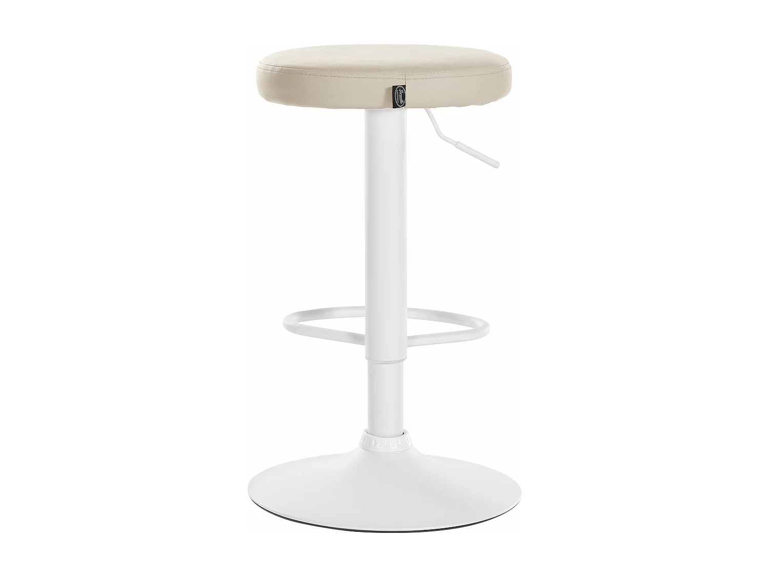Lot de 2  Tabouret de bar - Similicuir & Métal blanc mat - Crème - Ponte