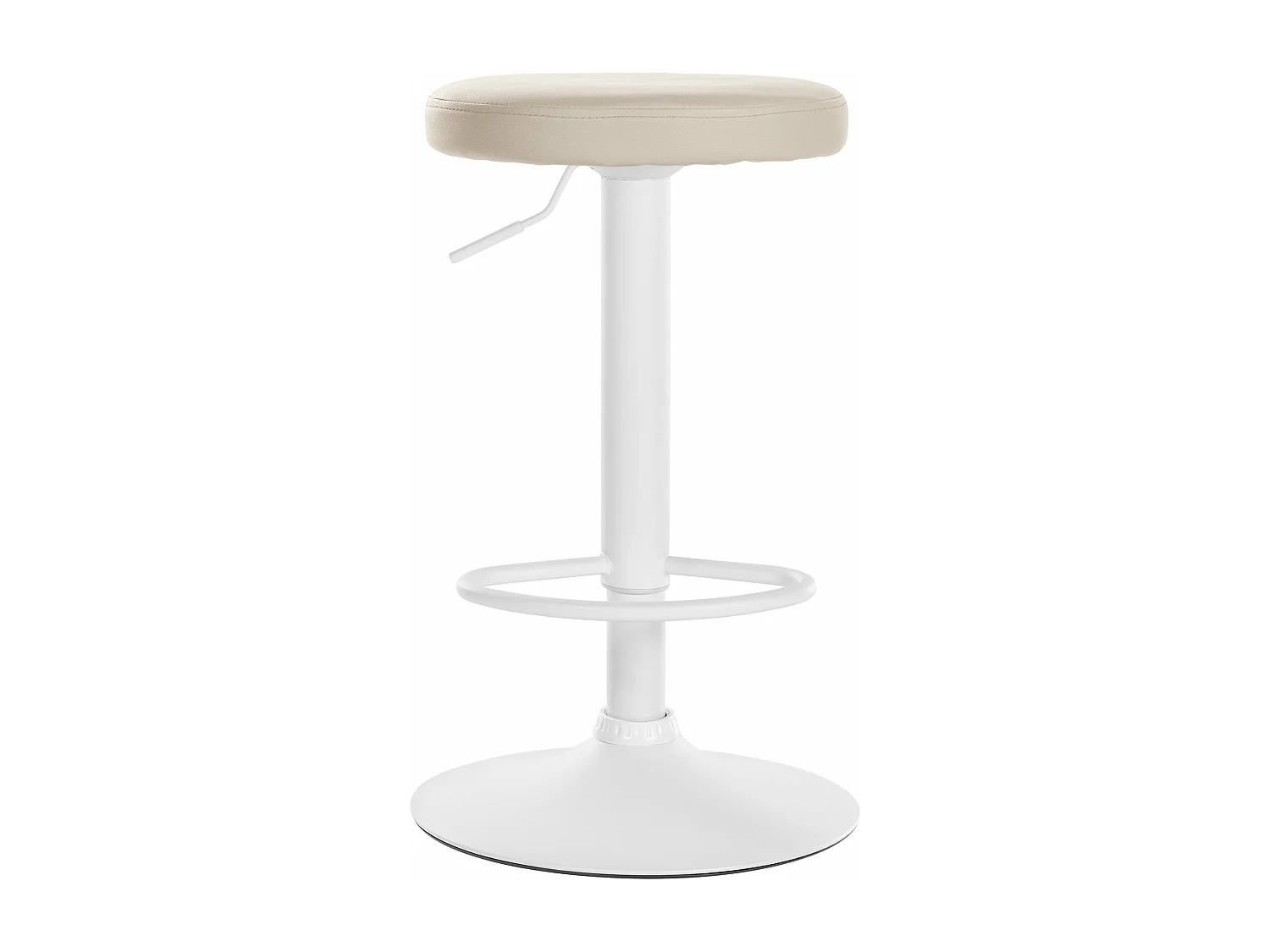 Lot de 2  Tabouret de bar - Similicuir & Métal blanc mat - Crème - Ponte